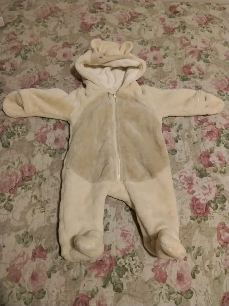 Enterito peluche bebé beige - 1