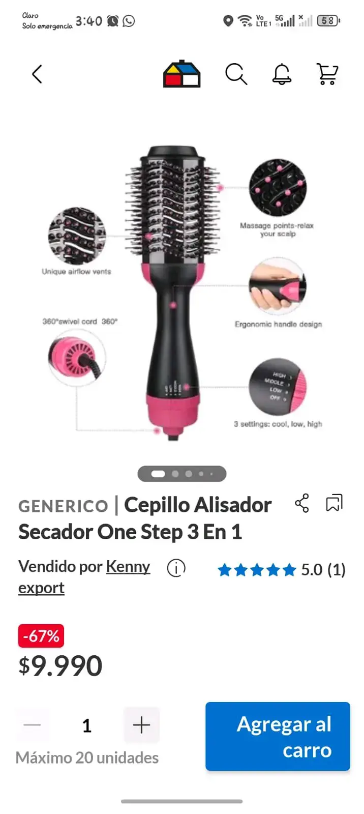 Cepillo secador de pelo eléctrico - 2