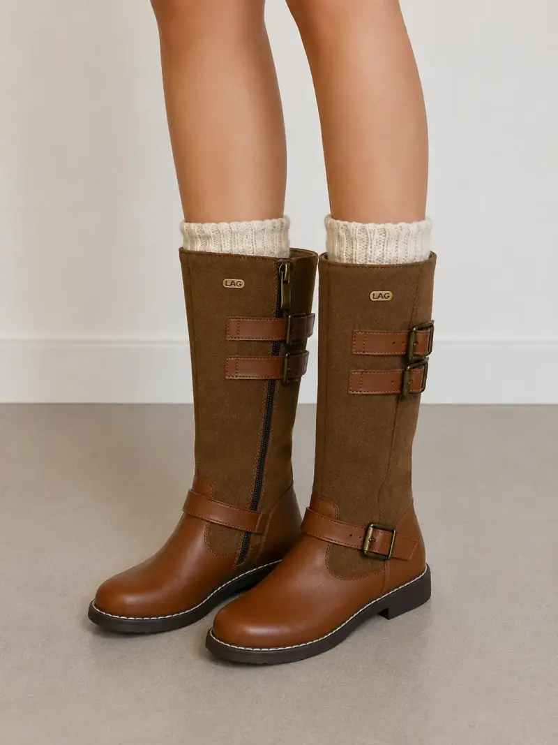 Botas altas marrones con hebillas - 1