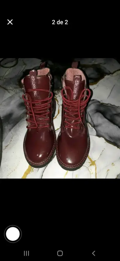 Botas burdeo de cuero - miniatura 1