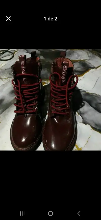Botas burdeo de cuero - miniatura 2
