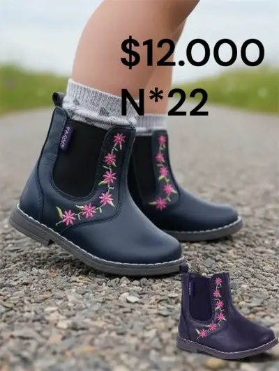 Botines de niña con flores - miniatura 1