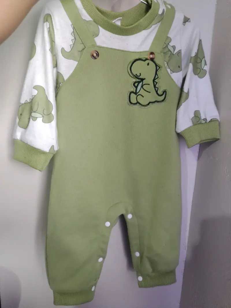 Enterito verde con dinosaurio 3-6 meses - 1
