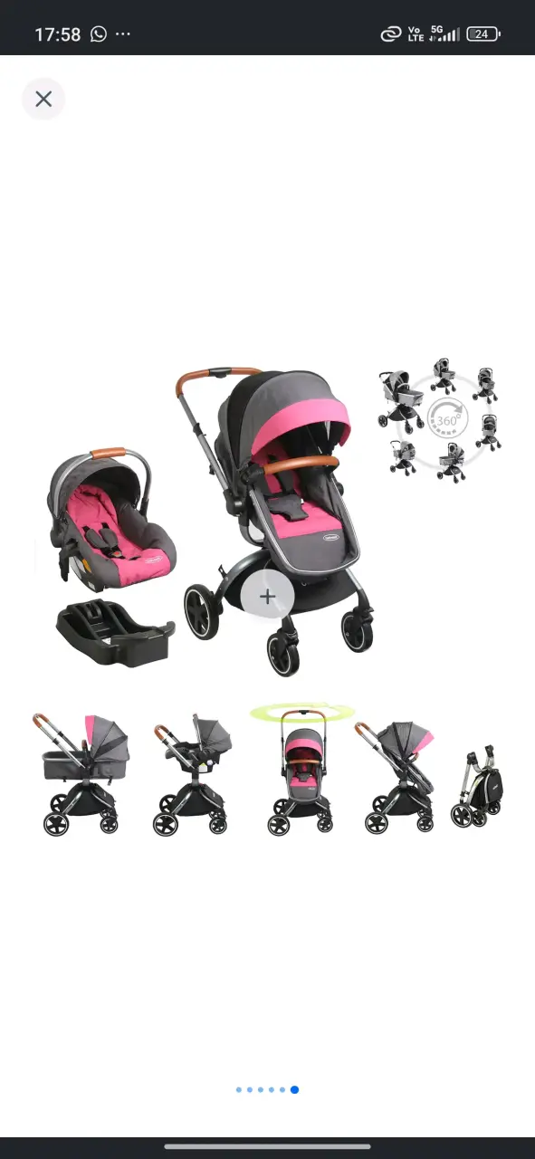 Coche para bebé gris y negro - 6
