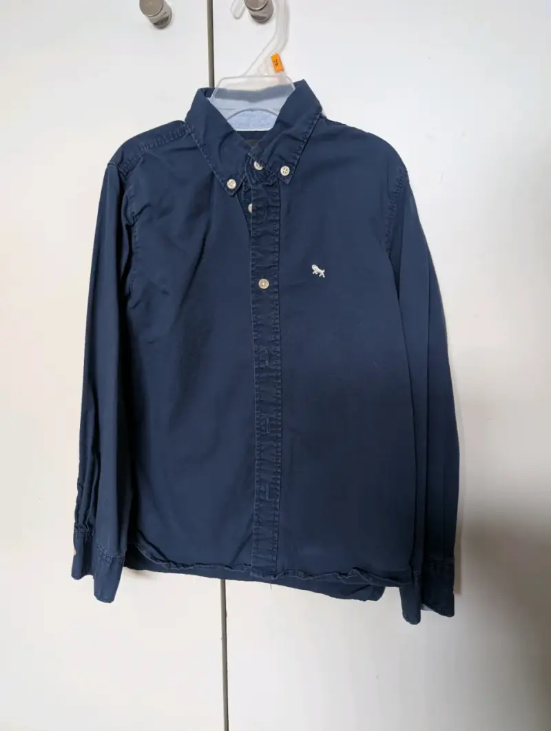 Camisa azul manga larga para niño H&M