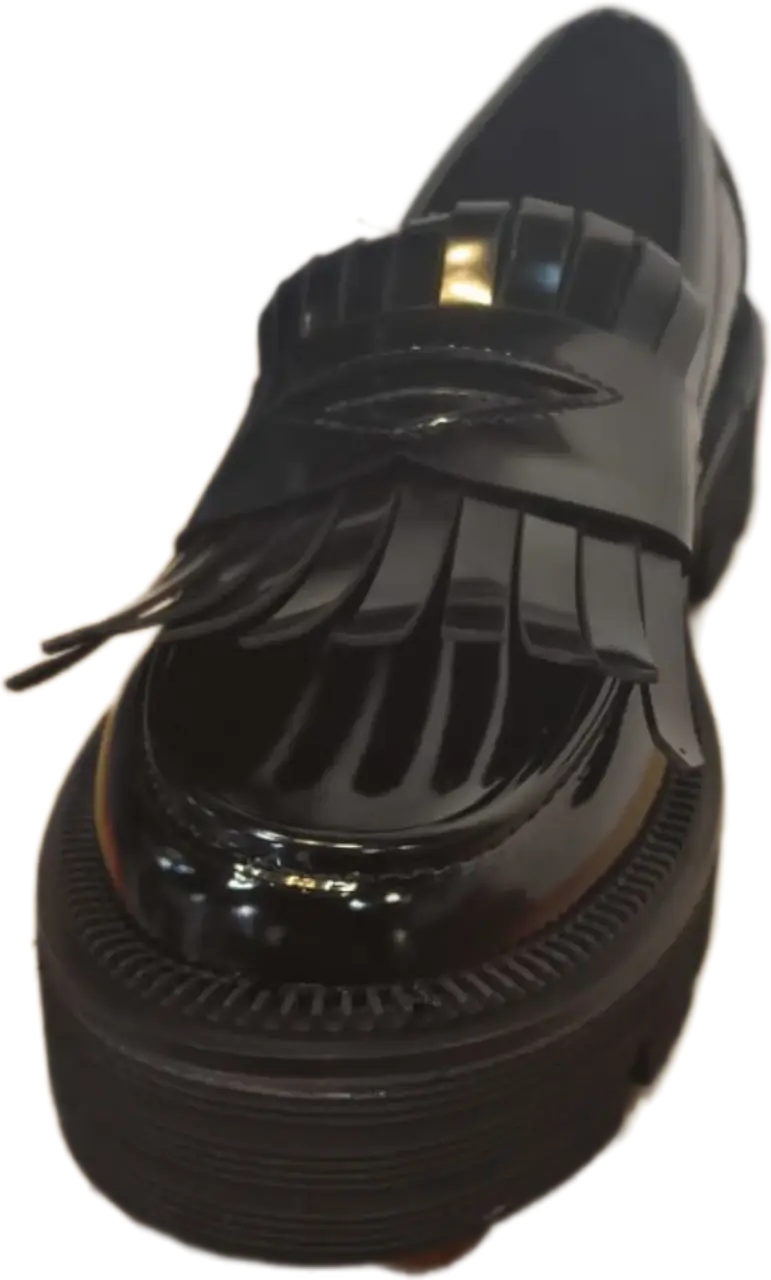 Zapato mocasín negro con plataforma - 2