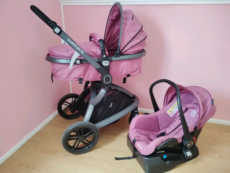 Coche de bebé 3 en 1 rosa - 2