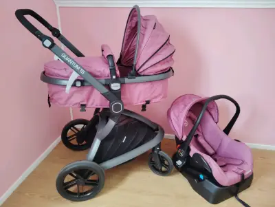 Coche de bebé 3 en 1 rosa - miniatura 3