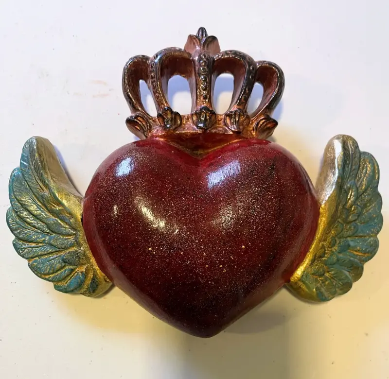 Decoración corazón alado ziña, para colgar.