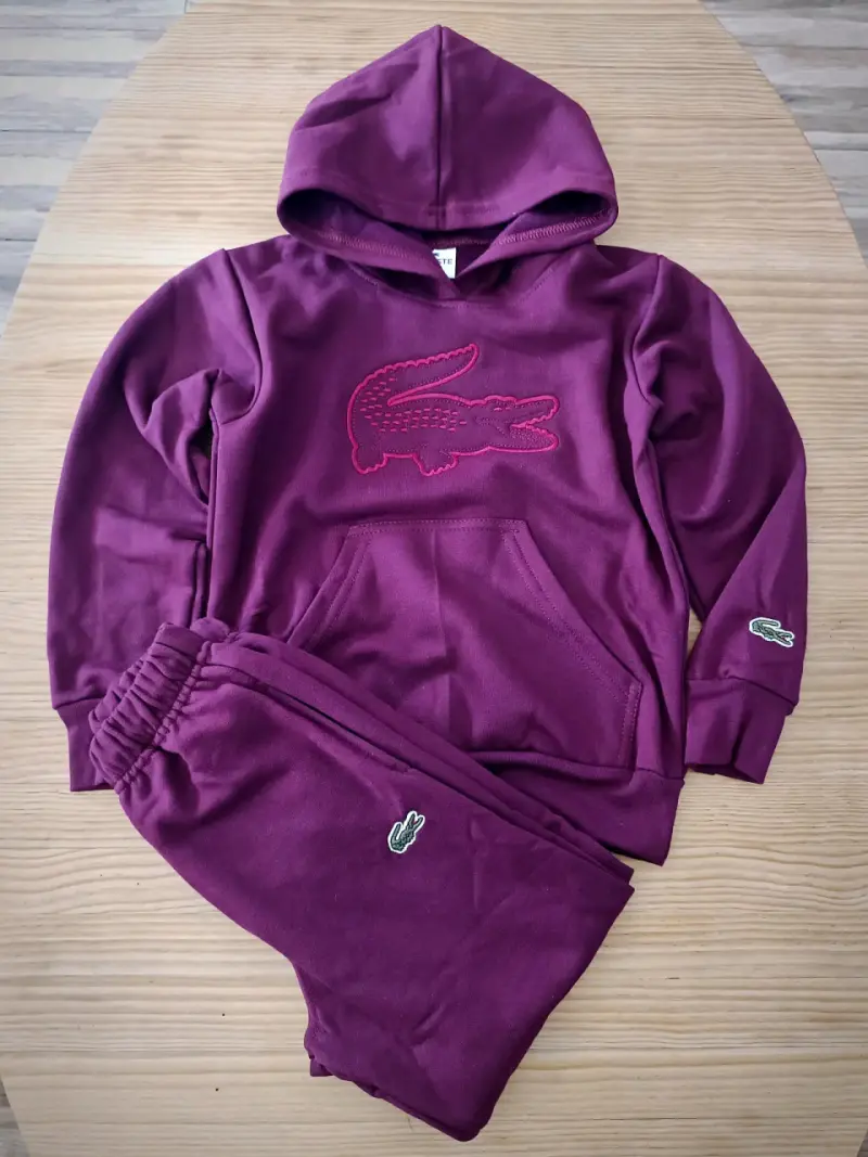 Conjunto deportivo burdeos con capucha niño