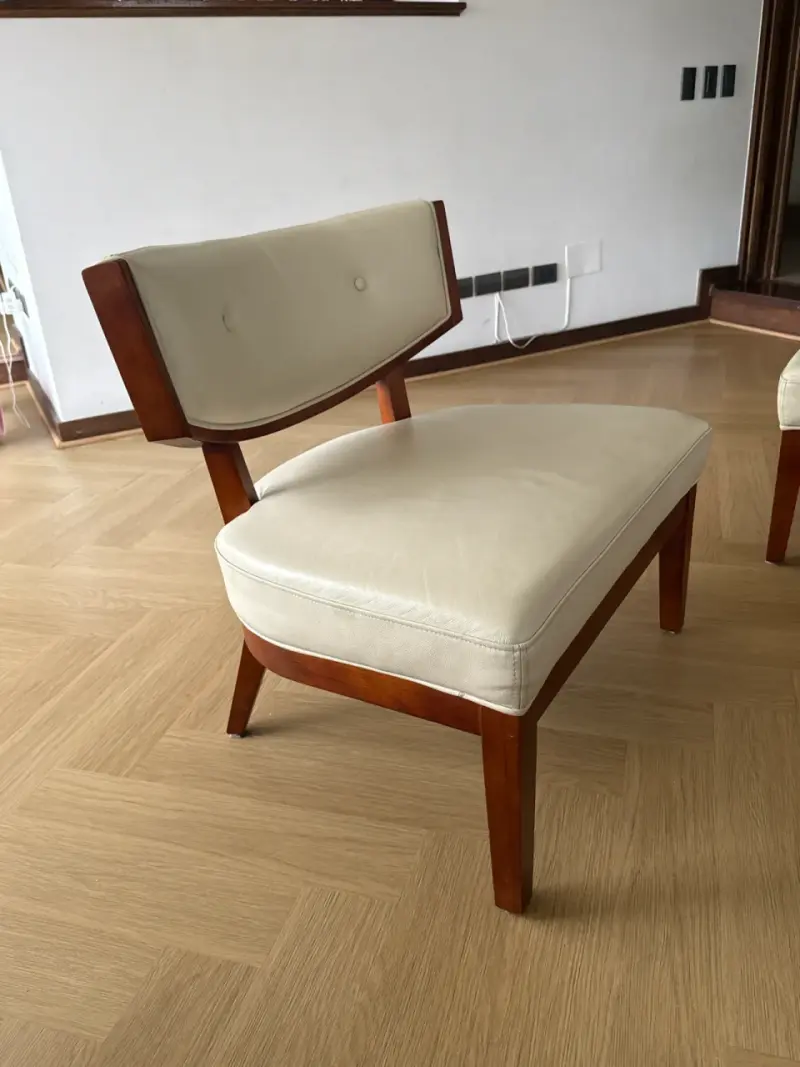 Sitial rosen moderna de madera y cuero - 2