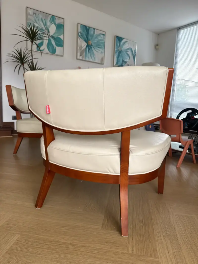 Sitial rosen moderna de madera y cuero - 3