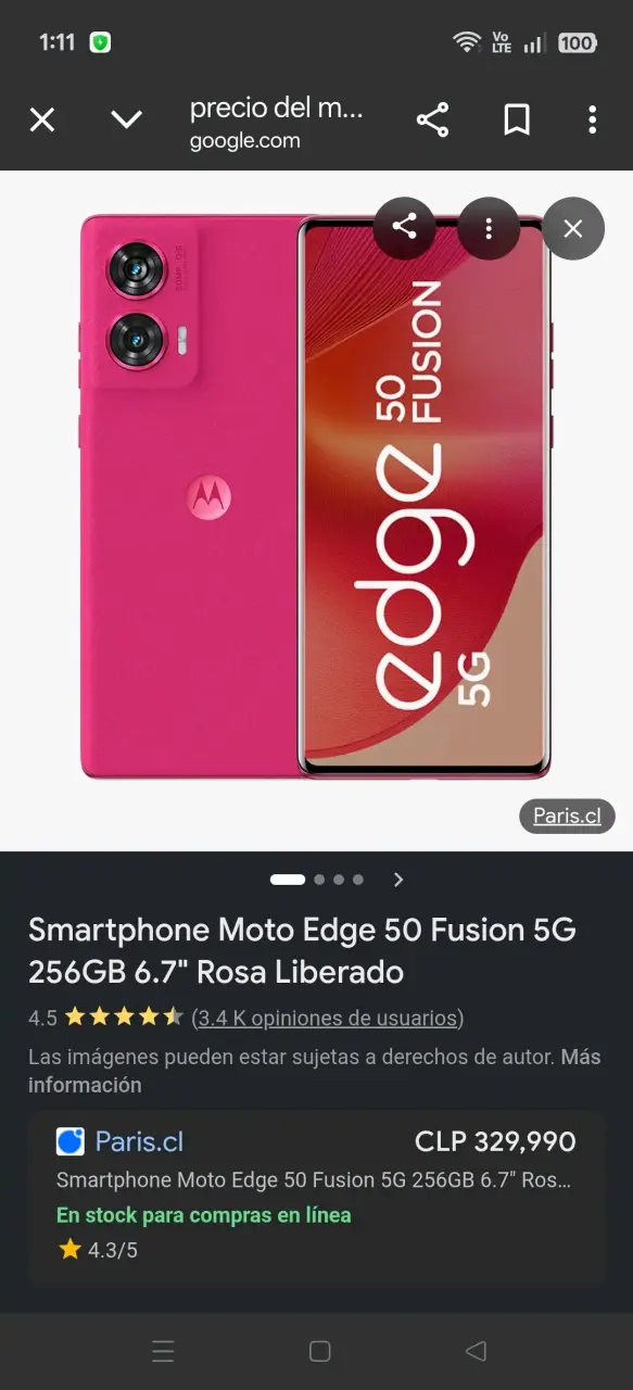 Smartphone Edge 50 Fusion 256GB Rosa - 1