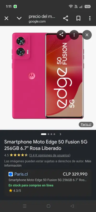Smartphone Edge 50 Fusion 256GB Rosa - miniatura 1