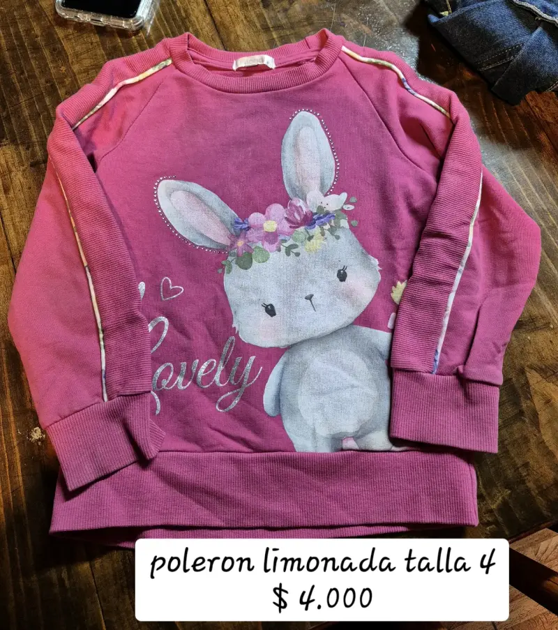 Polerón infantil estampado rosa limonada talla 4