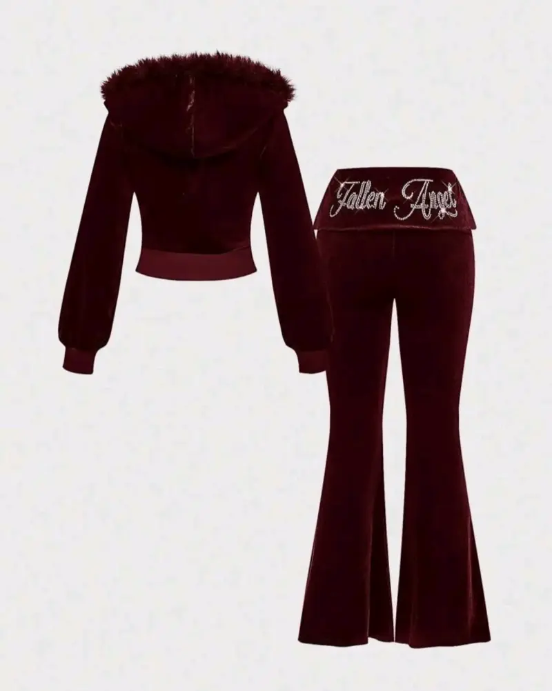 Conjunto de terciopelo con capucha Talla S - 1