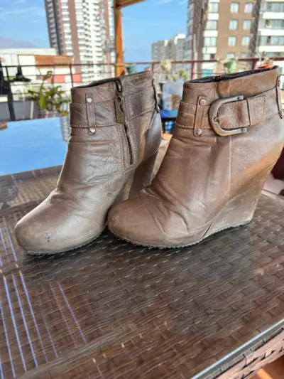 Botines de cuero marrón - miniatura 1