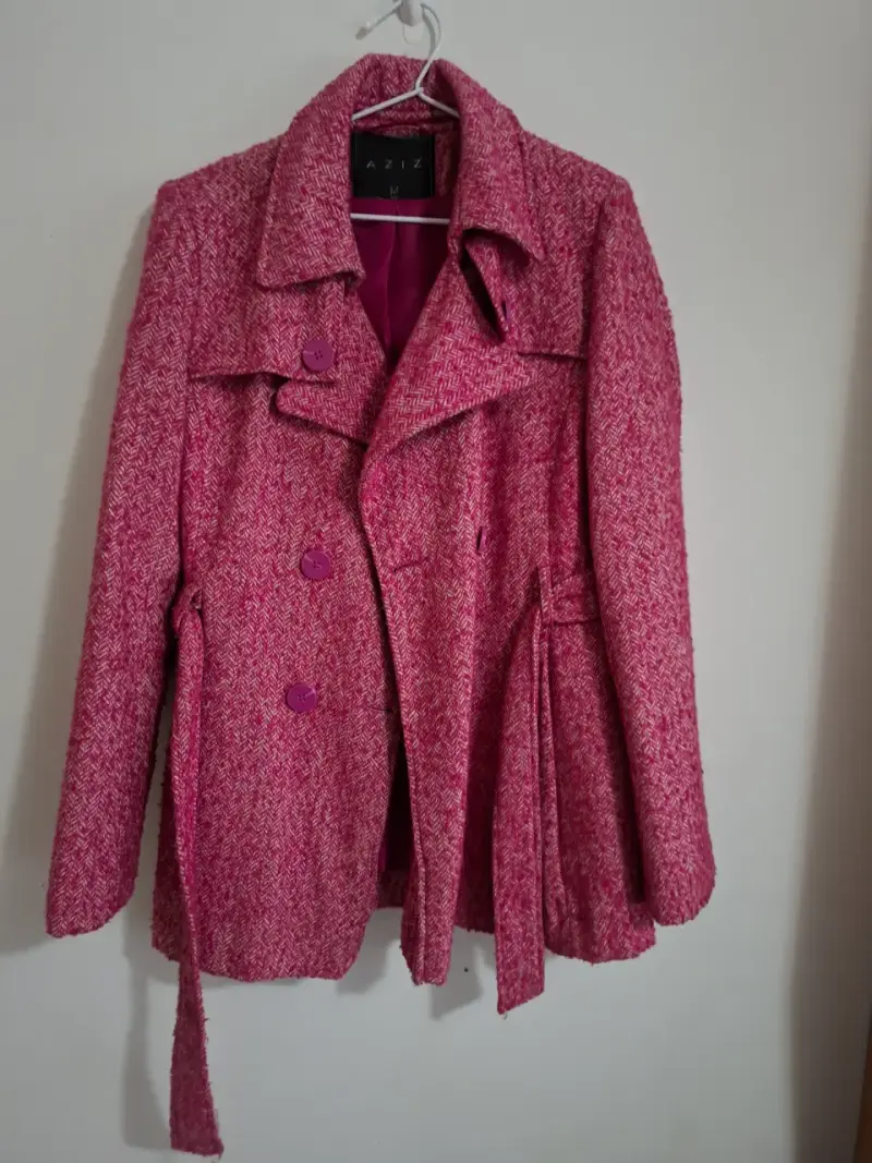 Abrigo rosa tejido talla M - 3