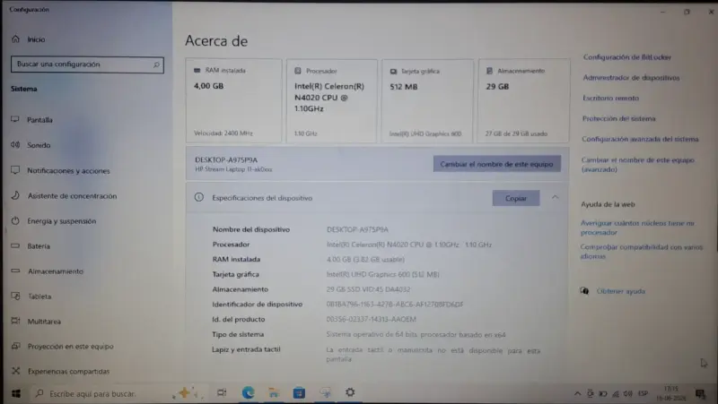 Notebook HP azul con cargador original - 3