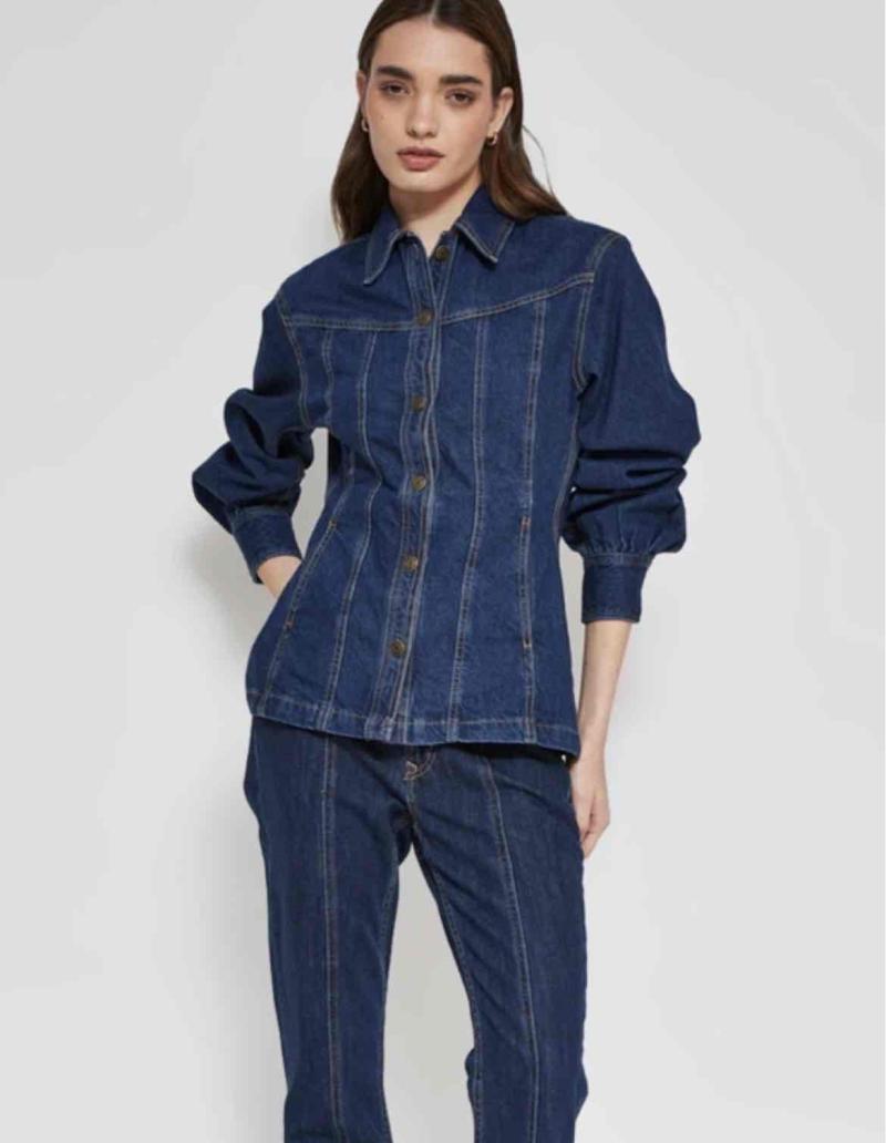 Chaqueta de mezclilla azul mujer