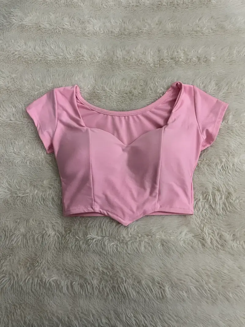 Crop top rosa ajustado - 1