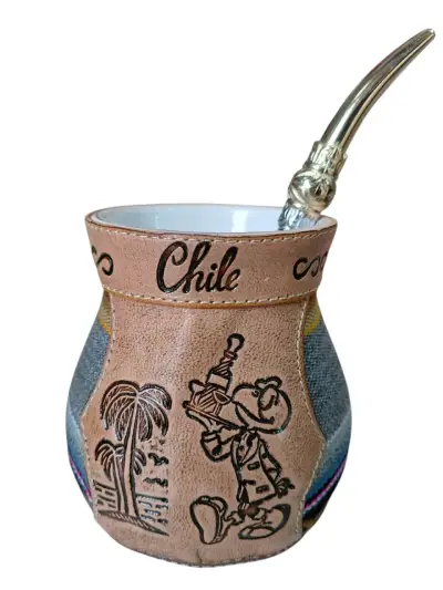 Mate de caramica con aguayo y cuero - miniatura 1