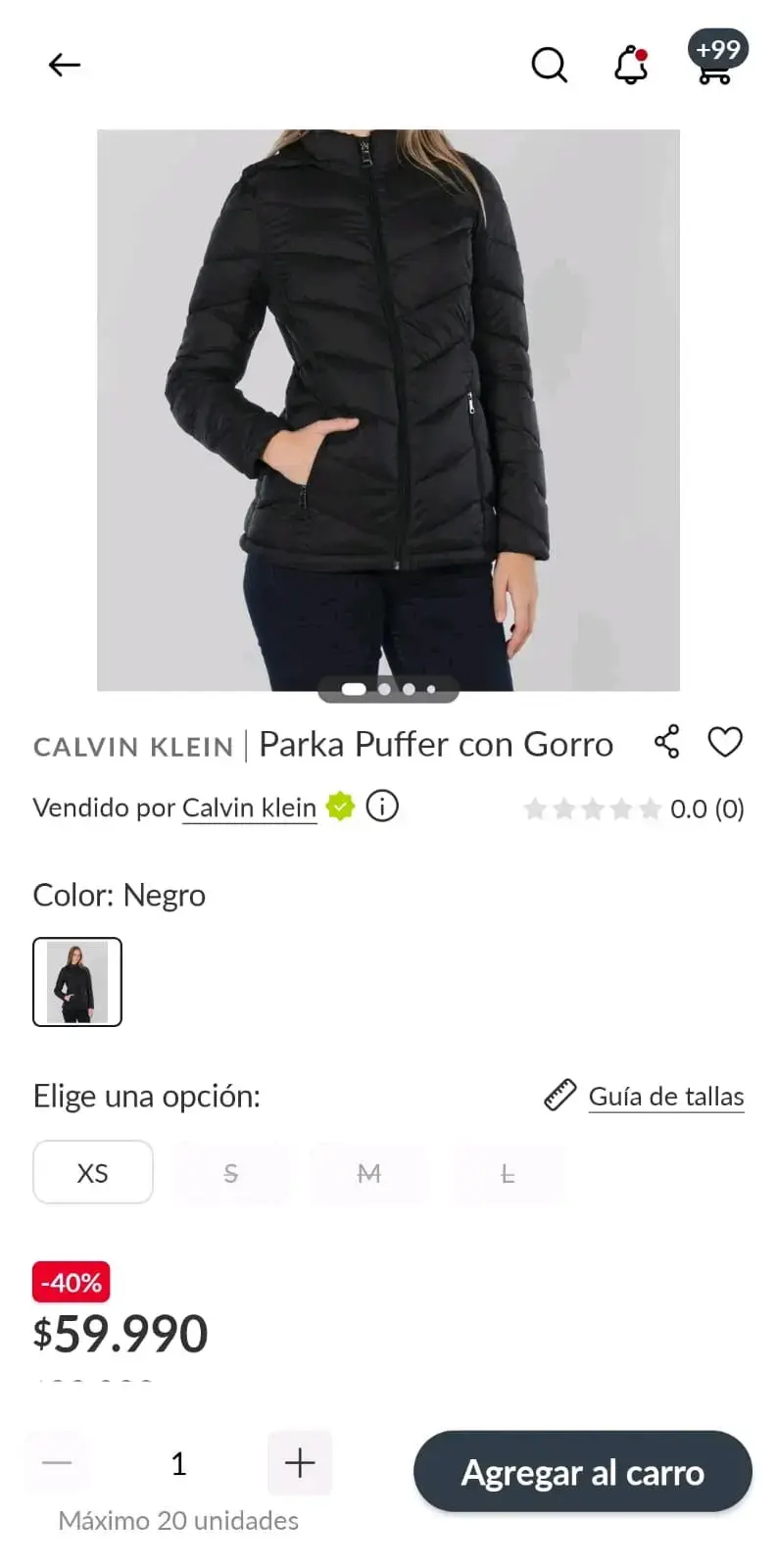 Chaqueta calvin k original, acolchada para mujer - 3