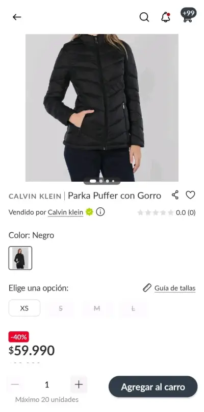 Chaqueta calvin k original, acolchada para mujer - miniatura 3