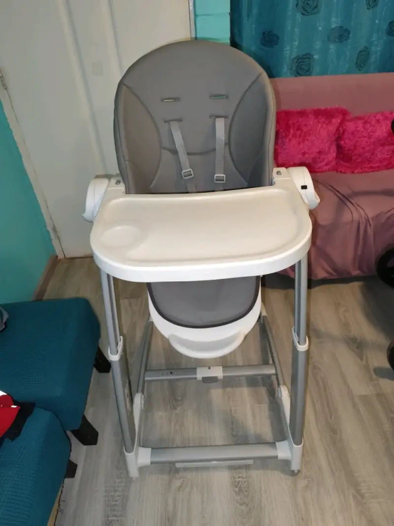 Silla alta para bebé gris - 6