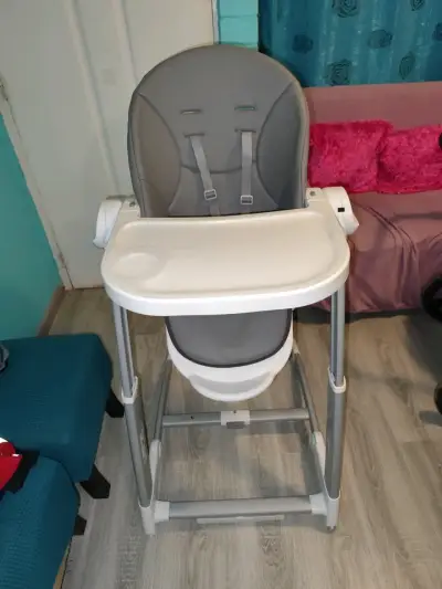 Silla alta para bebé gris - miniatura 6
