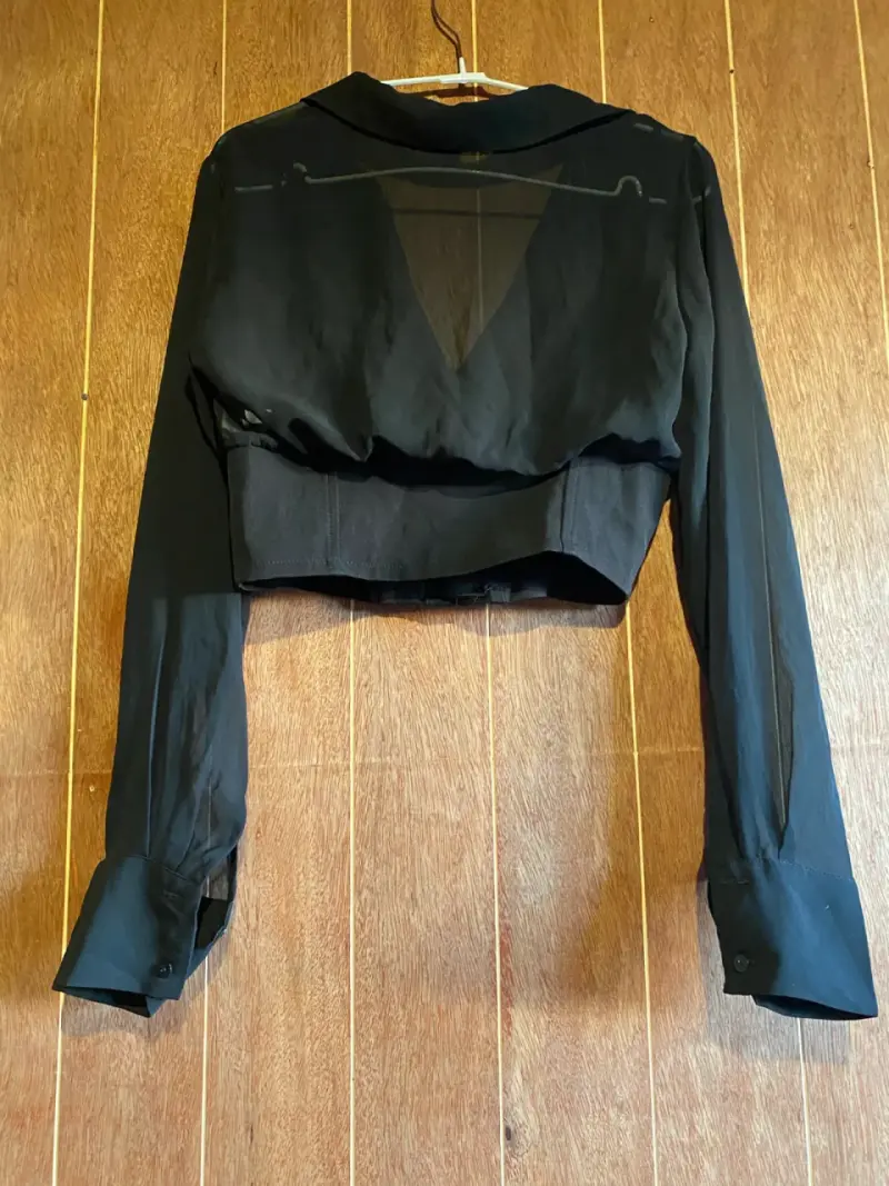 Top Blusa negra transparente con cierre - 2