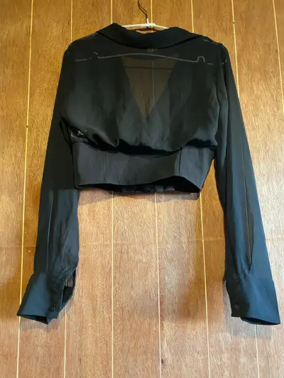 Top Blusa negra transparente con cierre - miniatura 2