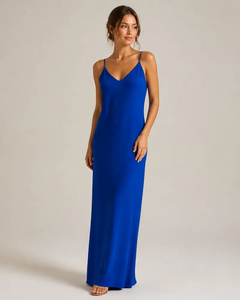 Vestido largo azul elegante - 1