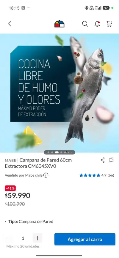 Campana extractora Mabe 60cm - miniatura 3