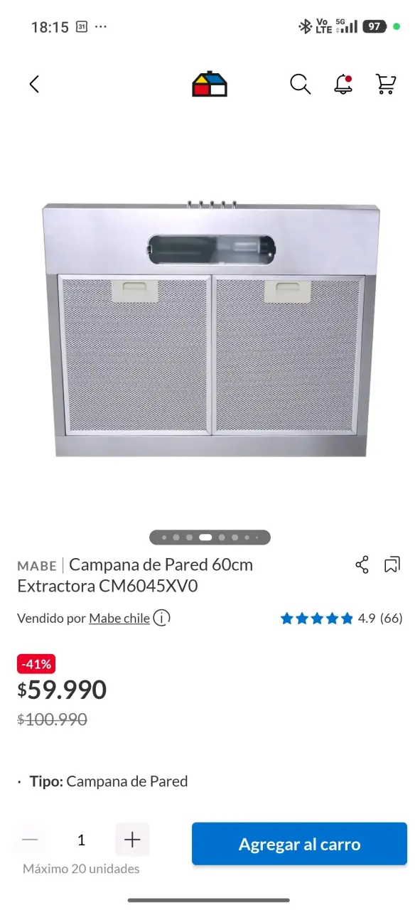 Campana extractora Mabe 60cm - 4