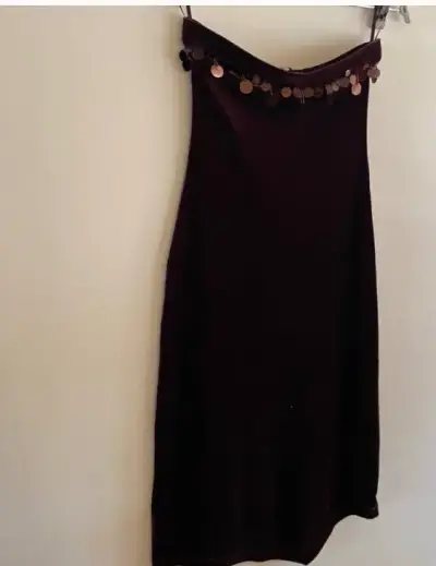 Vestido corto strapless burdeos - miniatura 2
