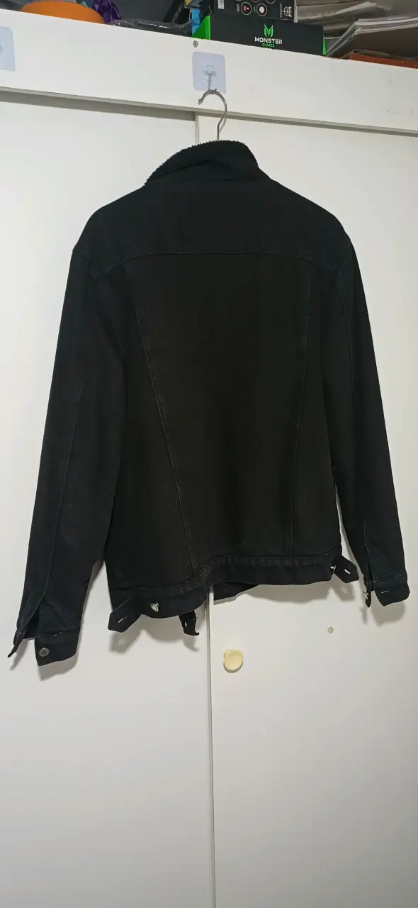 Chaqueta Negra de Mezclilla y Chiporro talla L - 5