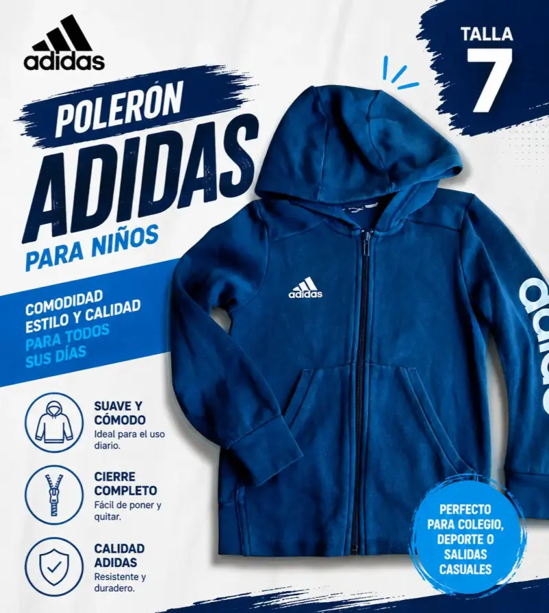 Polerón azul Adidas para niños