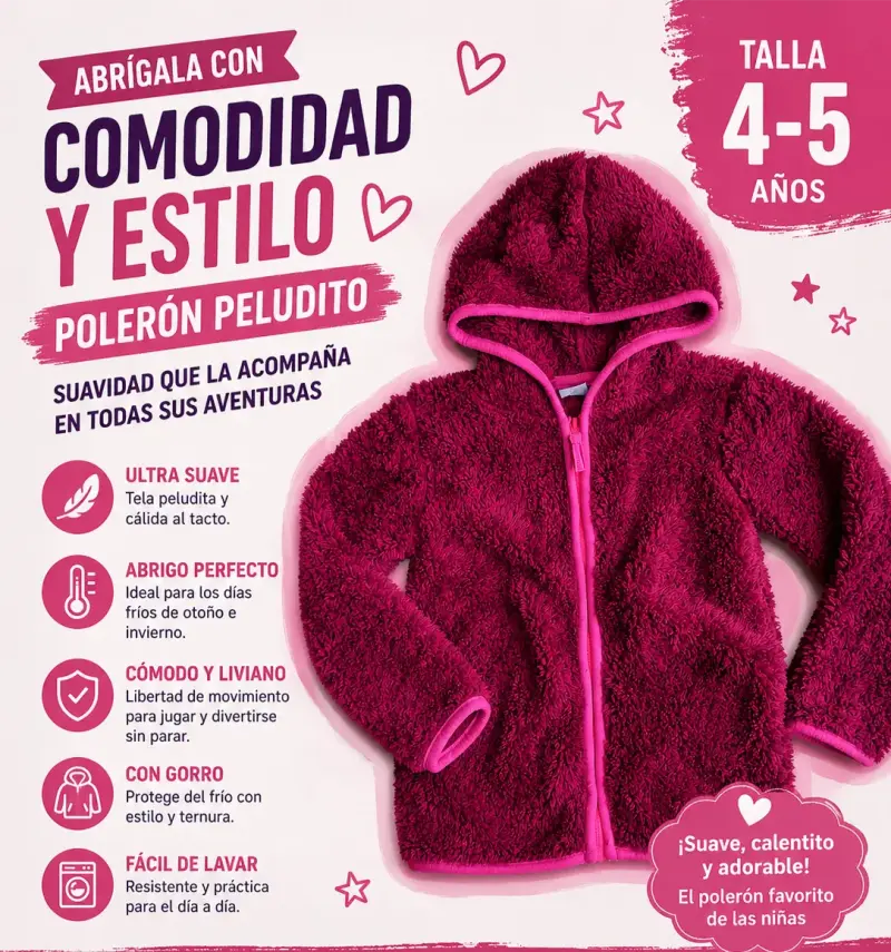 Polerón peludito para niña 4-5 años