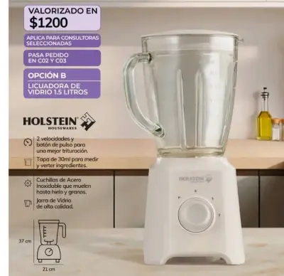 Licuadora Holstein de vidrio 1.5L - miniatura 1