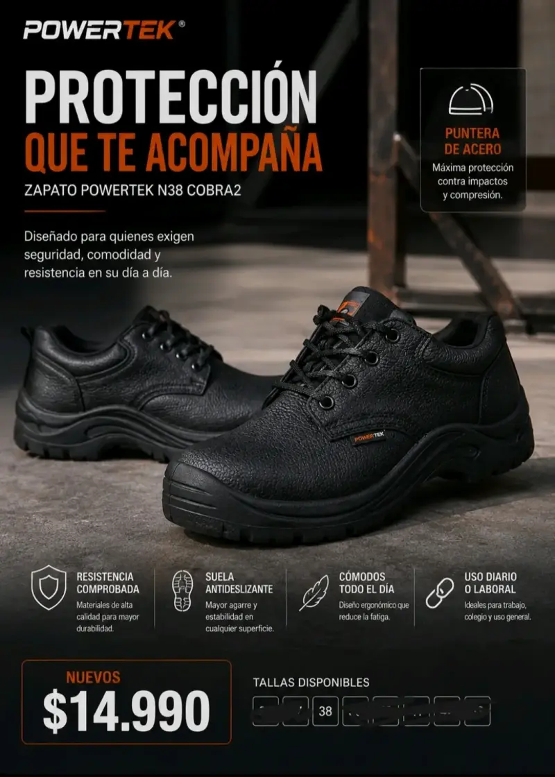 Zapatos de seguridad Powertek negros