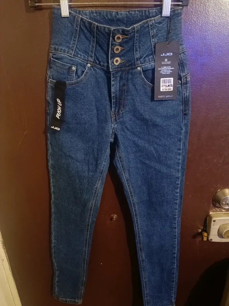 Jeans niña azul tiro alto talla 13años - 1