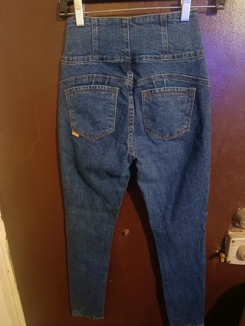 Jeans niña azul tiro alto talla 13años - 2