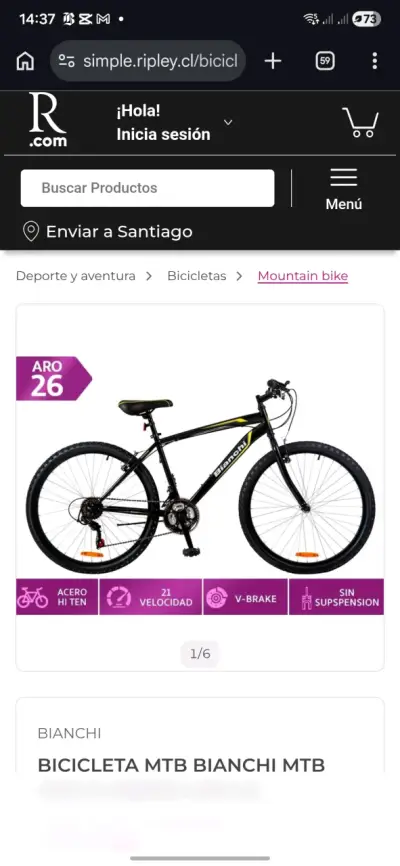 Bicicleta montaña Bianchi negra Aro 26 - miniatura 4