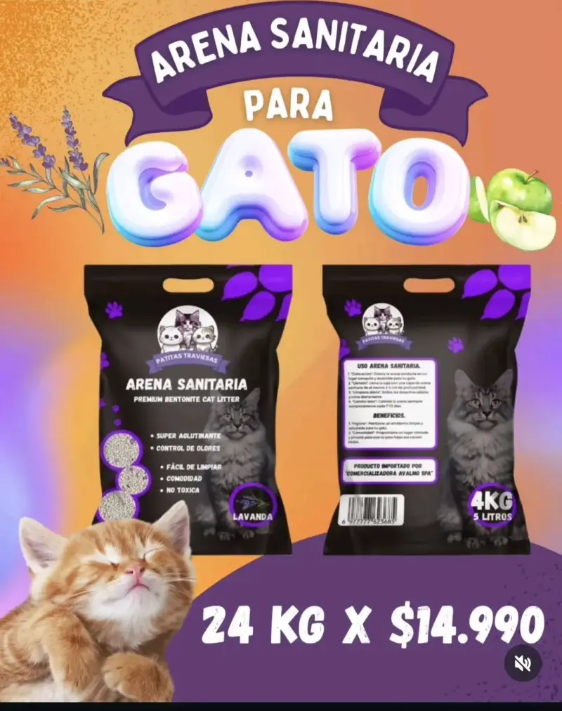 Arena sanitaria para gato 24kg x $14.990