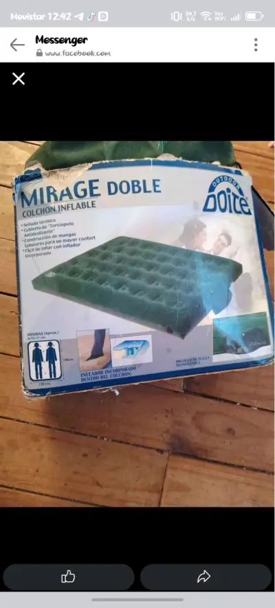 Colchón inflable doble verde - miniatura 1
