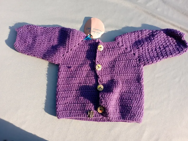 Chaleco tejido morado bebé - 1