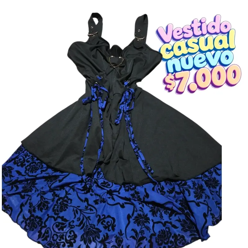Vestido casual negro y azul