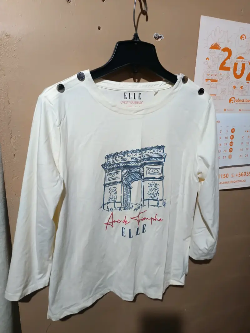 Polera bicolor manga larga de manga corta - 3