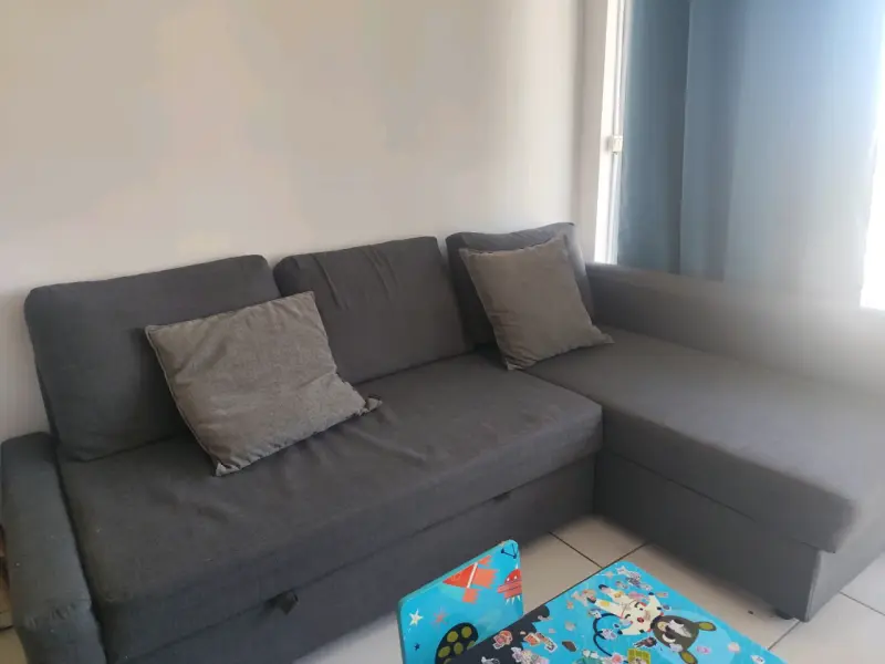 Sofá cama seccional azul gris - 1